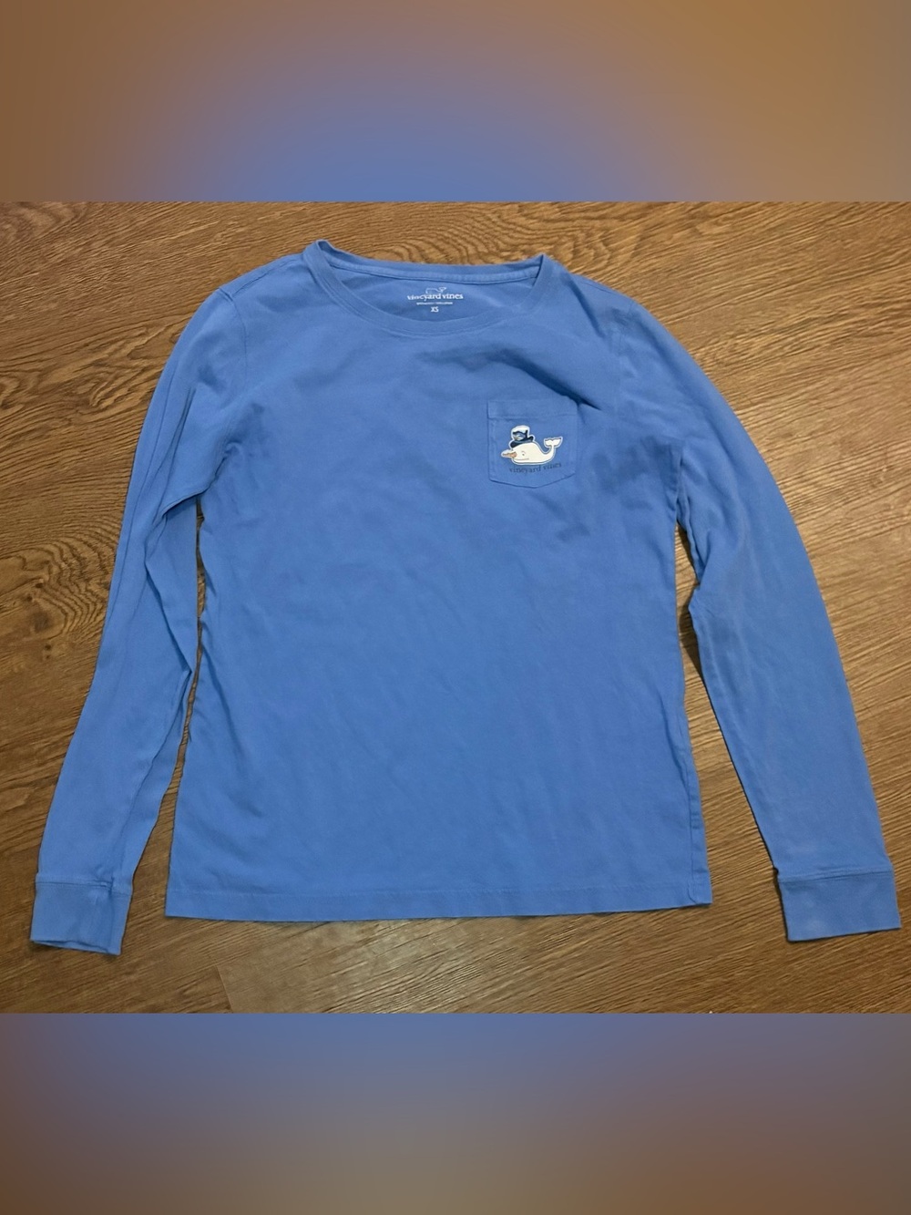 Vineyard Vines 2016 Christmas Blue Long-Sleeve Pocket Whale Tee XS